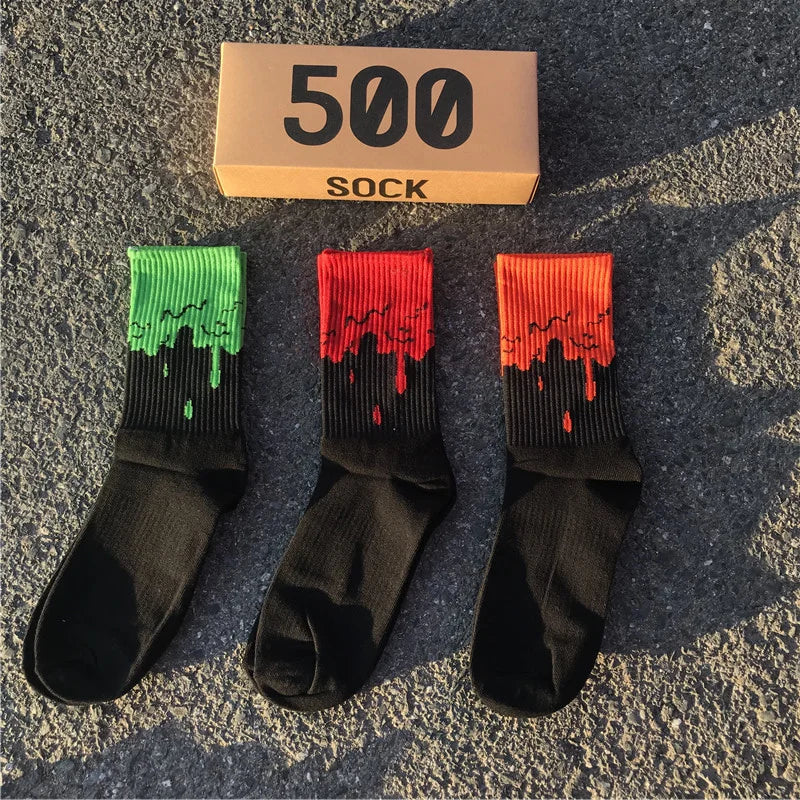 Color Splicing Crew Socks 3-Pack - Cotton, EU 36-44, 5 Colorways, Unisex