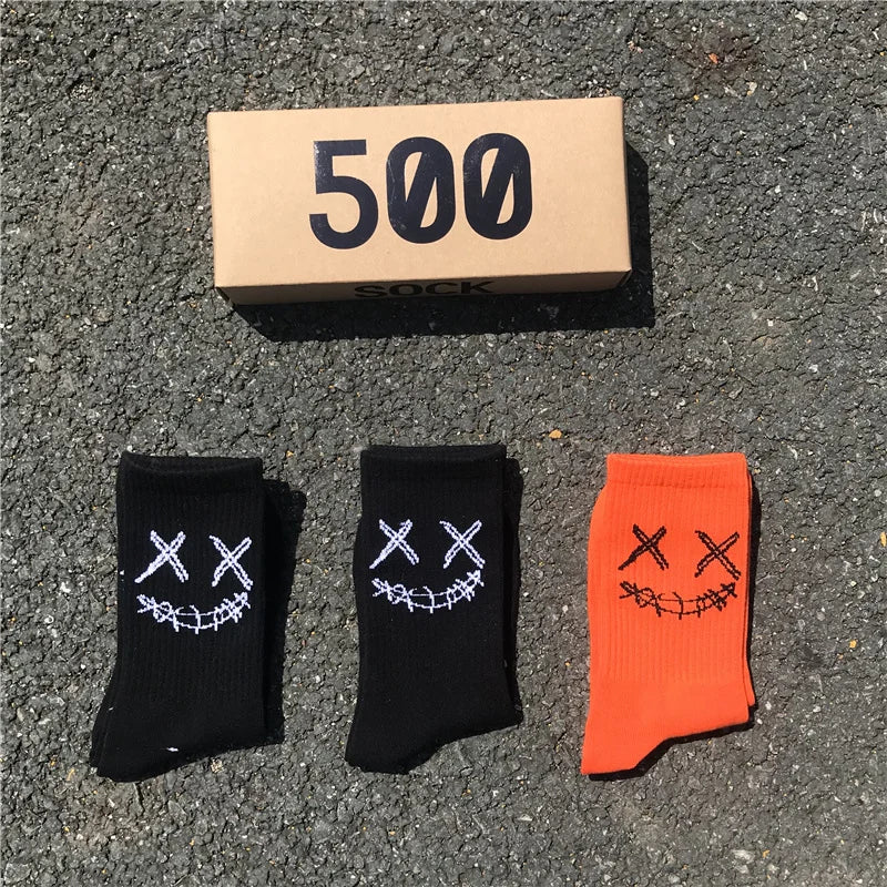 Embroidered Crew Socks 3-Pack - Cotton, EU 36-44, 10 Colorways, Unisex
