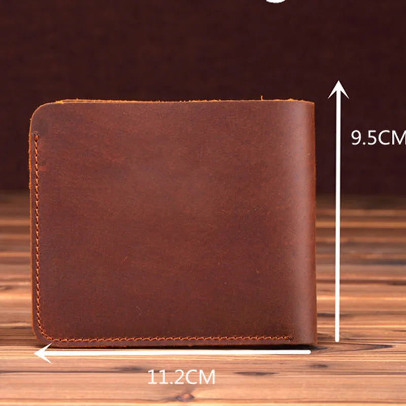 Billetera de cuero Iron Road Bifold delgada artesanal para hombre
