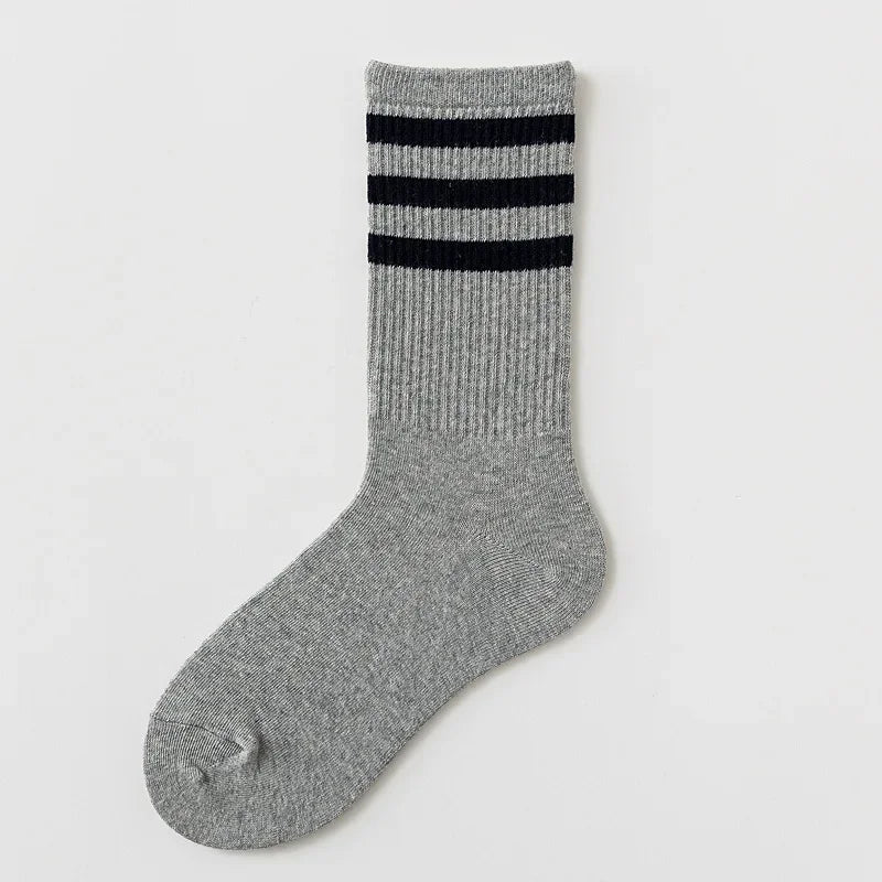 Striped Cotton Crew Socks, Jacquard Unisex EU 36-43