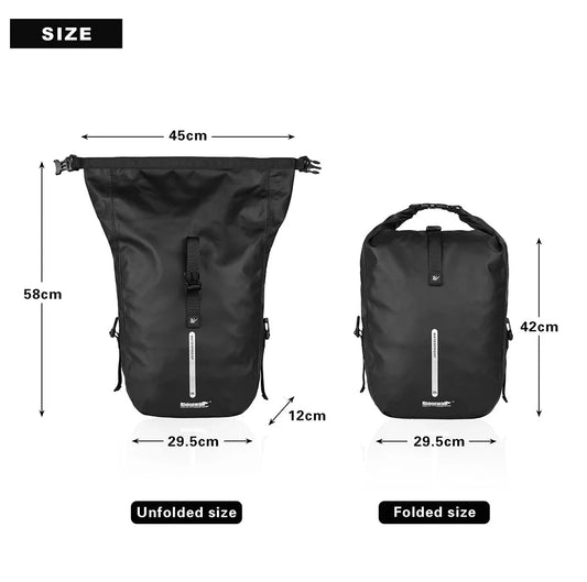 Waterproof Bike Pannier Bag 20L Rear Rack Travel & Shoulder Backpack deideas