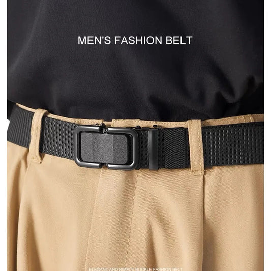 Nylon Belt with Automatic Metal Buckle - 120cm, 6 Colors, Unisex