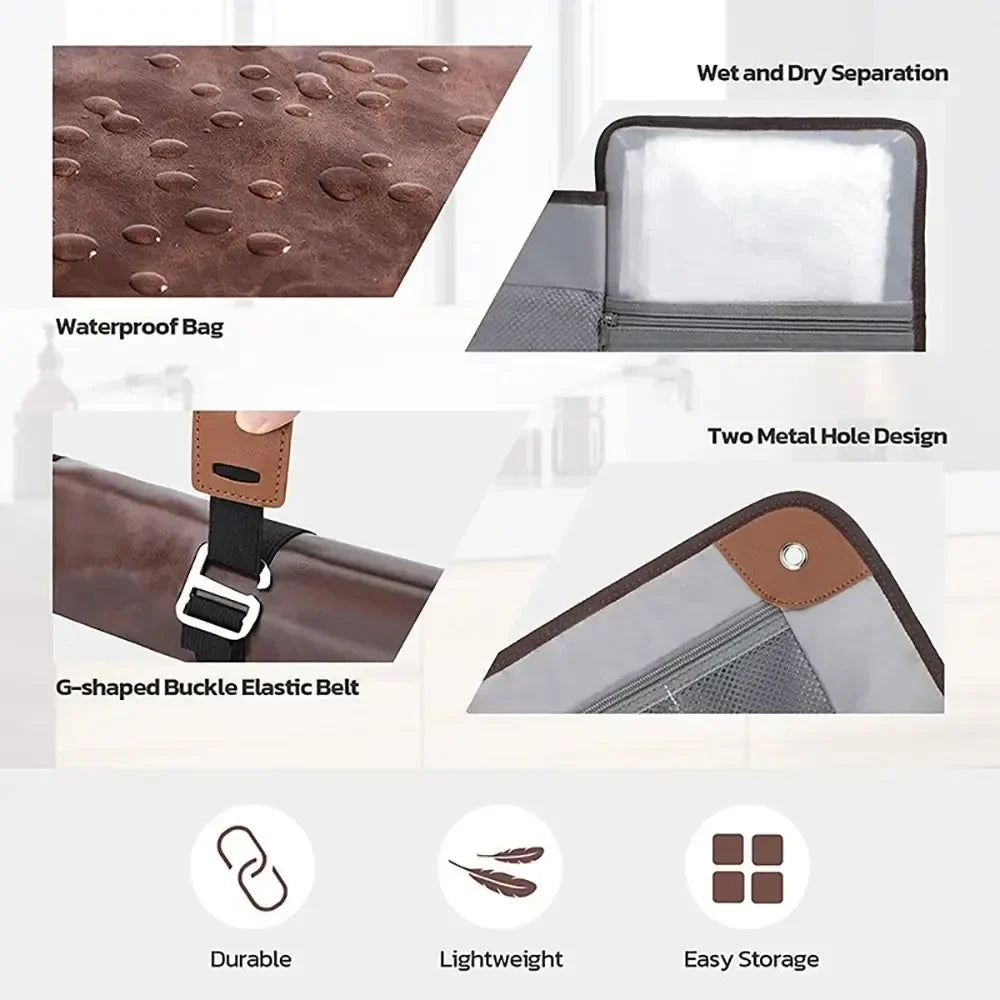 Premium Leather Toiletry Bag for Men - Water-Resistant Travel Dopp Kit