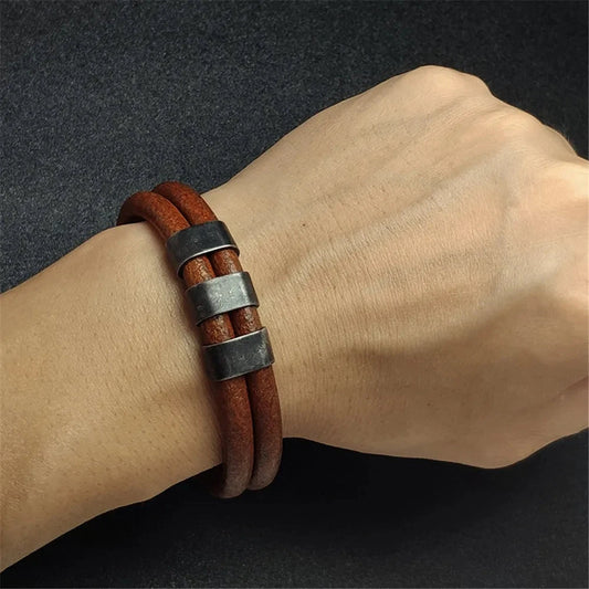 Equestrian Edge Vintage Double Strand Leather Bracelet deideas