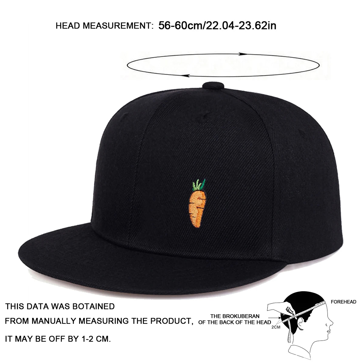 Carrot Embroidery Hip-Hop Baseball Cap - Casual Adjustable Hat