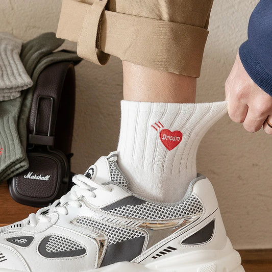 Calcetines de tobillo bordados – Paquete de 4 | Mezcla de algodón unisex
