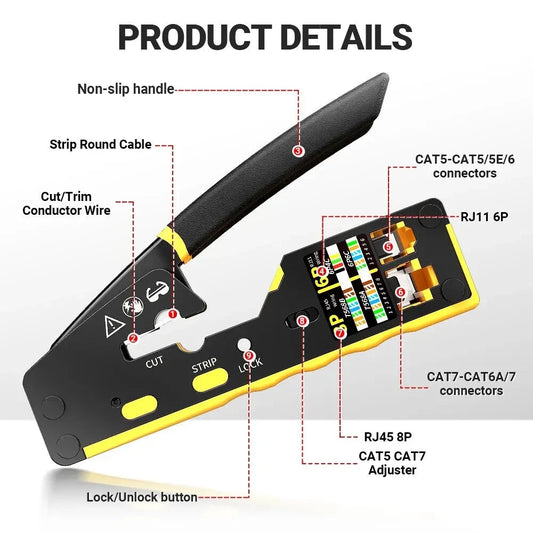 Crimping tool RJ45 network crimper - 3 in 1 modular cable deideas