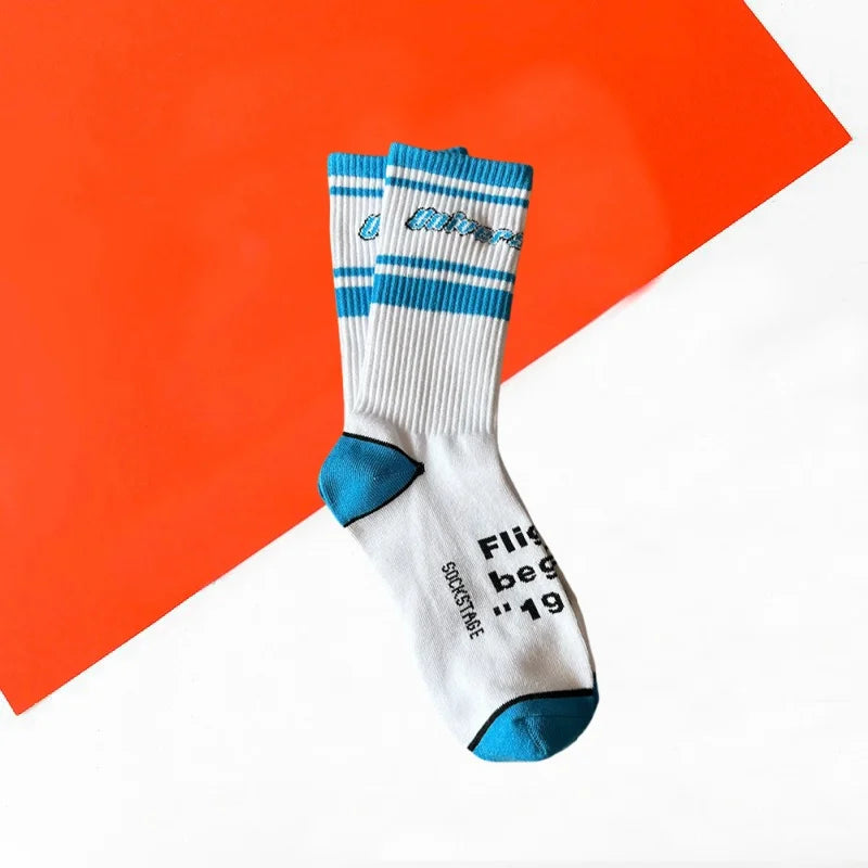 Chicago Street Crew Socks – Bold Letter Pattern, Cotton Blend