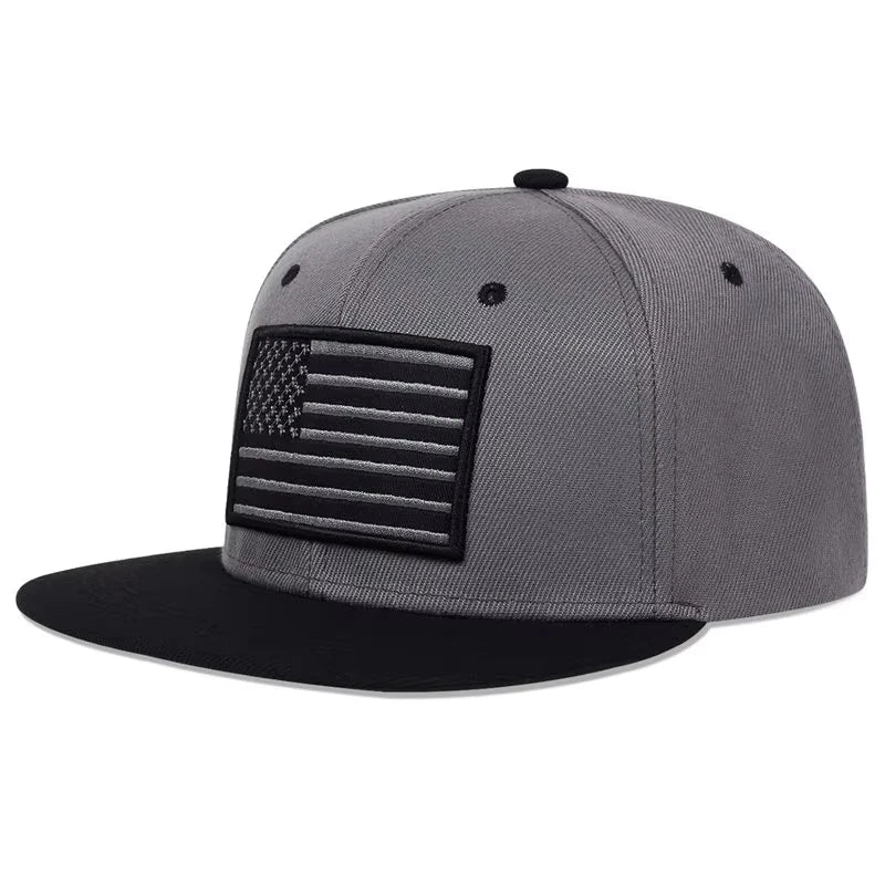 Gorra de béisbol bordada con la bandera estadounidense - Estilo Hip-Hop, Ajustable, Unisex