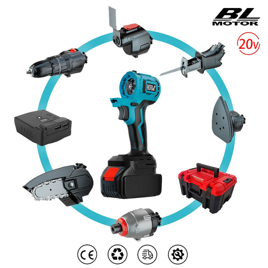 Kit de Herramientas Eléctricas Multiusos Sin Escobillas de 21 V – Taladro, Sierra, Pulidora y Más | 13 Configuraciones