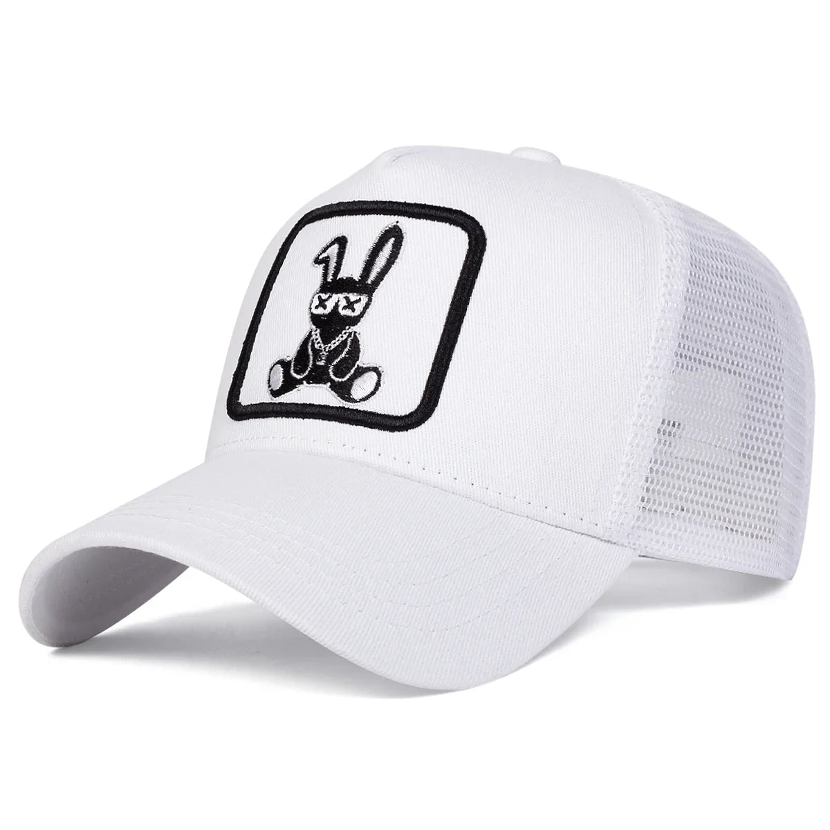 Cartoon Rabbit Embroidery Baseball Cap - Mesh Trucker Hat Unisex