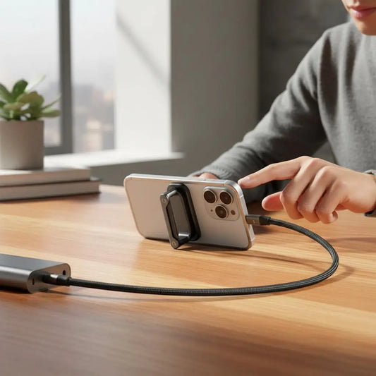 240W Fast Charging Cable + Foldable Phone Stand - USB-C & USB-A 2-in-1