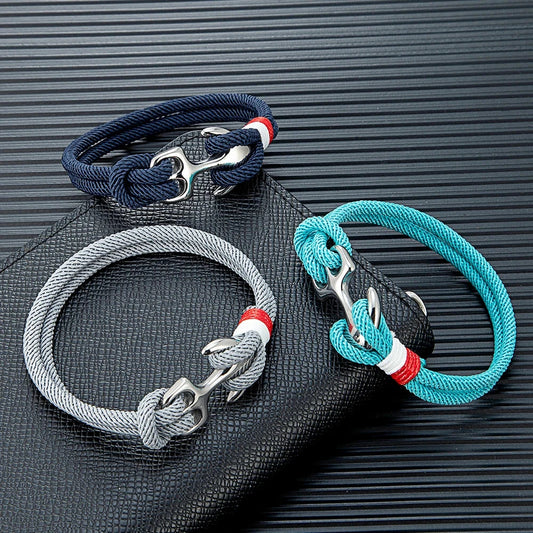 Nautical Survival Bracelet Dual Rope with Stainless Steel Anchor deideas
