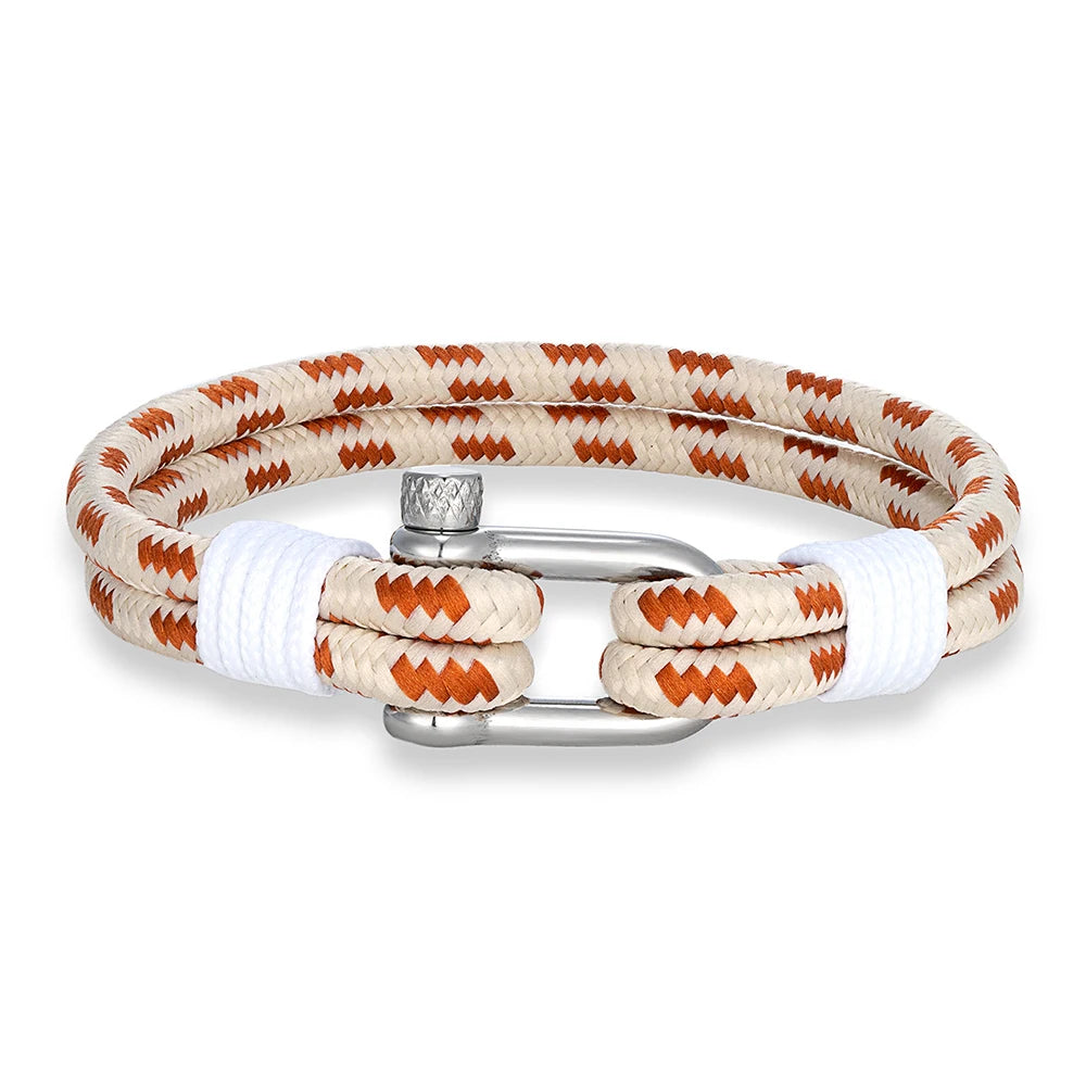 Double Strand Rope Bracelet - Stainless Steel Shackle