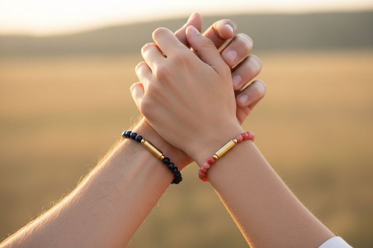 Pulseras navy y rosa