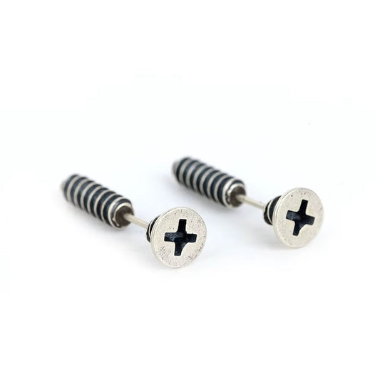 Gothic Screw Stud Earrings 925 Sterling Silver Retro Punk Jewelry, Perfect for You deideas