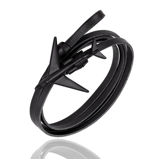 Sky Voyager Leather Bracelet Airplane & Anchor Multilayer Wrap deideas