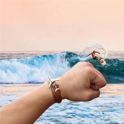 Sky Voyager Leather Bracelet Airplane & Anchor Multilayer Wrap deideas