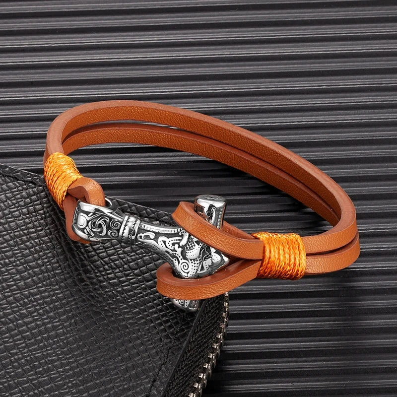 Men's Hammer Double Strand Blue Leather Bracelet deideas