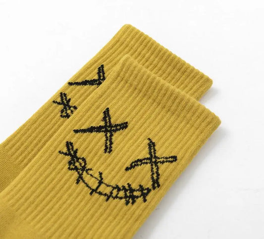 Men's Hip Hop Crew Socks 3-Pack | Funny Face Embroidery, Street & Basketball Style