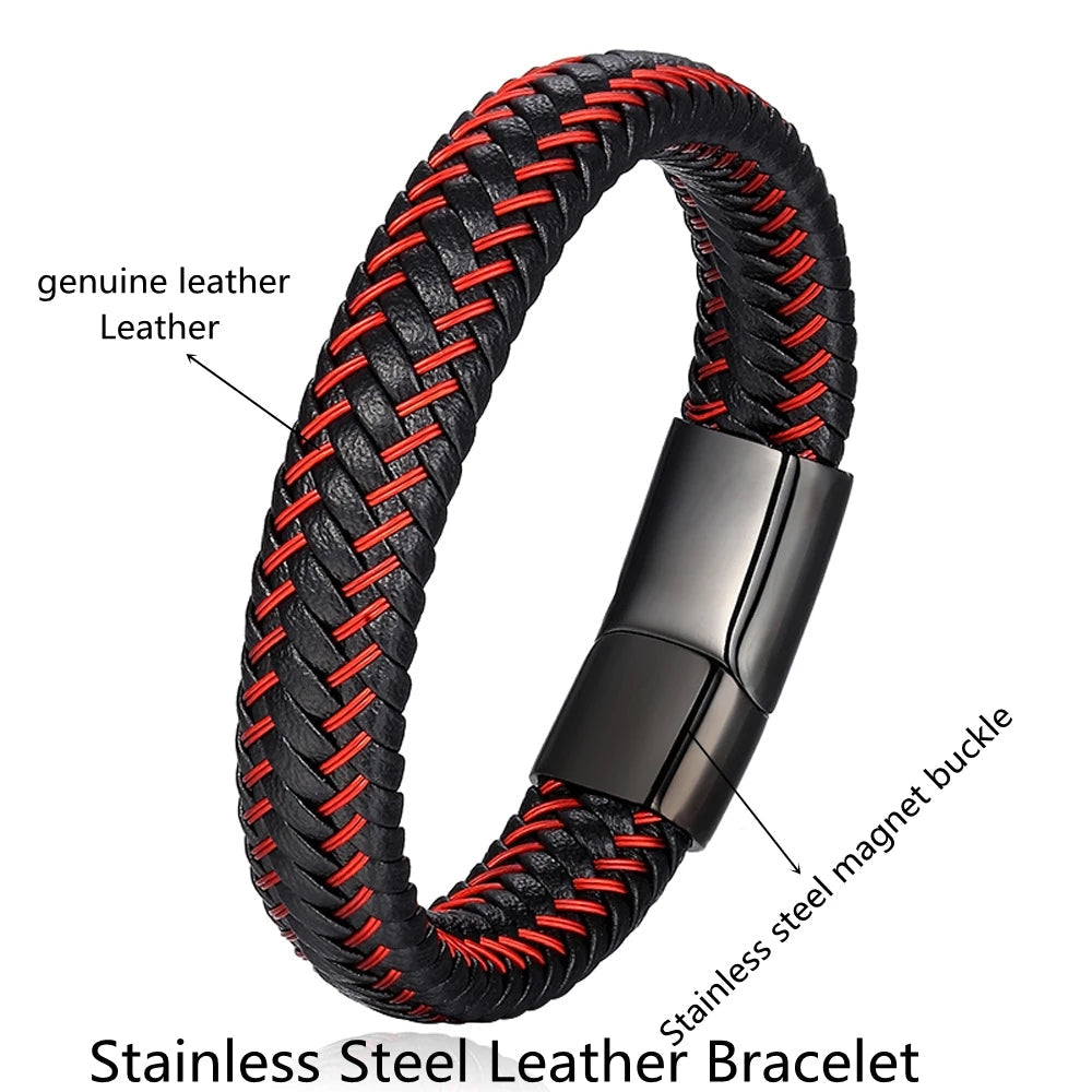 Stainless Steel Braided Leather Bracelet Elegant Style deideas