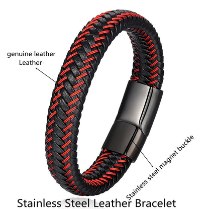 Stainless Steel Braided Leather Bracelet Elegant Style deideas