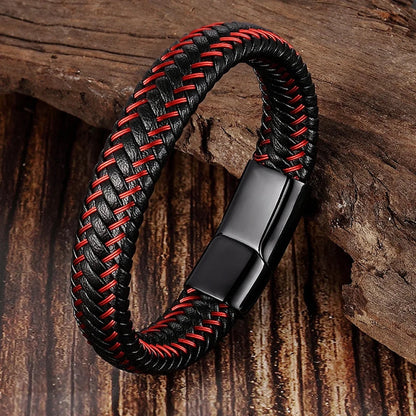Stainless Steel Braided Leather Bracelet Elegant Style deideas