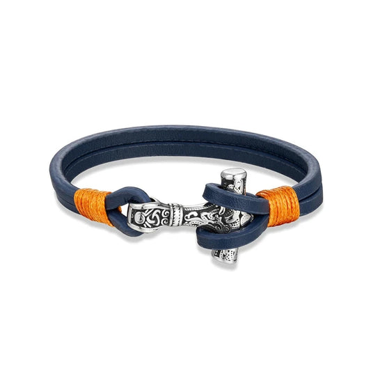 Men's Hammer Double Strand Blue Leather Bracelet deideas