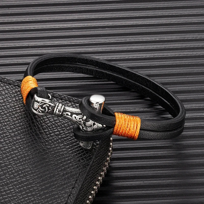 Men's Hammer Double Strand Blue Leather Bracelet deideas
