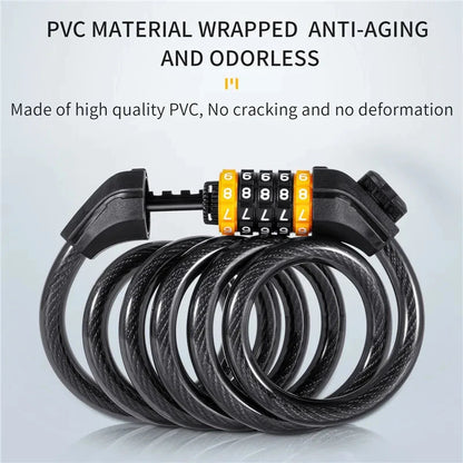 Bike Cable Lock Anti-Theft Password Security for MTB, Road, Scooter & Motorcycle deideas