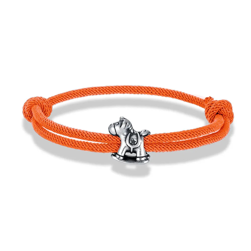 Equestrian Spirit Bracelet Stainless Steel Horse Charm on Adjustable Rope deideas