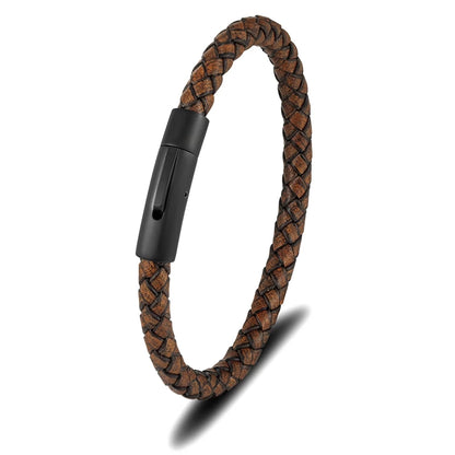 Braided Leather Bracelet with Magnetic Clasp - Premium Golf Accessory