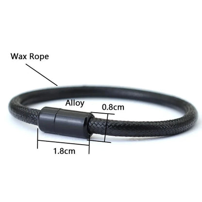 IronTide Leather and Rope Punk Bracelet with Magnetic Closure deideas