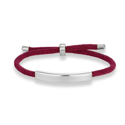 Custom Engraved Rope Bracelet - Stainless Steel, Adjustable, 15 Colors, Personalized
