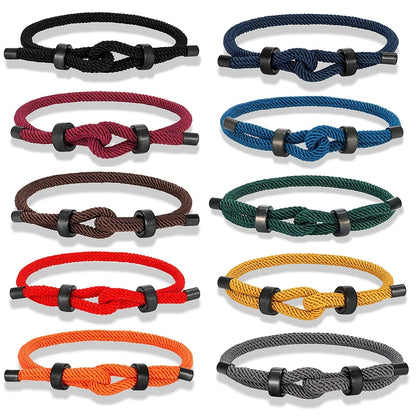 Adjustable Rope Bracelet Black Steel Charm, Waterproof & Durable deideas