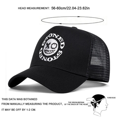 Smiley Face Embroidery Baseball Cap - Mesh Trucker, Adjustable, Unisex