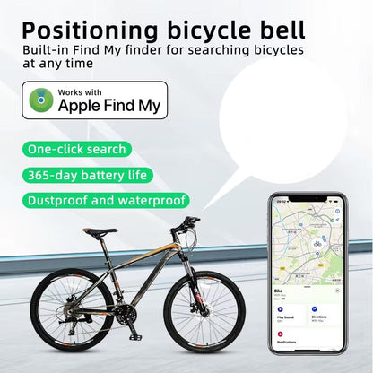Bicycle bell with Apple Find My compatibility on a white background