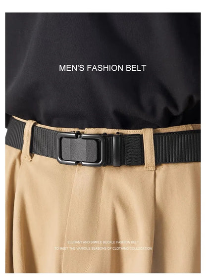 Nylon Belt with Automatic Metal Buckle - 120cm, 6 Colors, Unisex