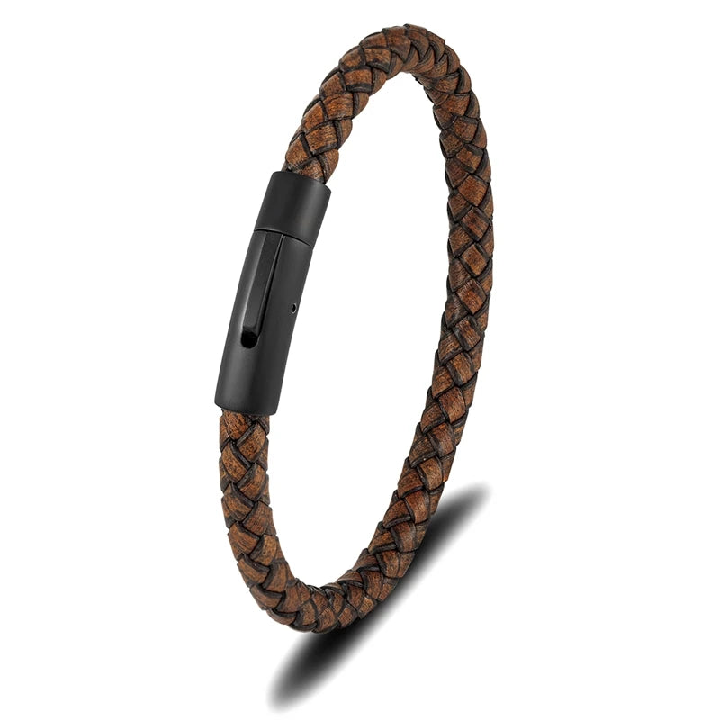 Braided Leather Bracelet with Magnetic Clasp - Premium Golf Accessory