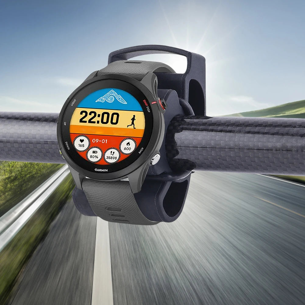 Silicone Bike Watch Mount - Universal Handlebar Holder, 22-35mm, Smartwatch Compatible