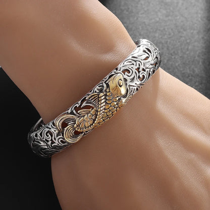 Feather Cuff Bracelet Adjustable Metal Bangle for Men & Women