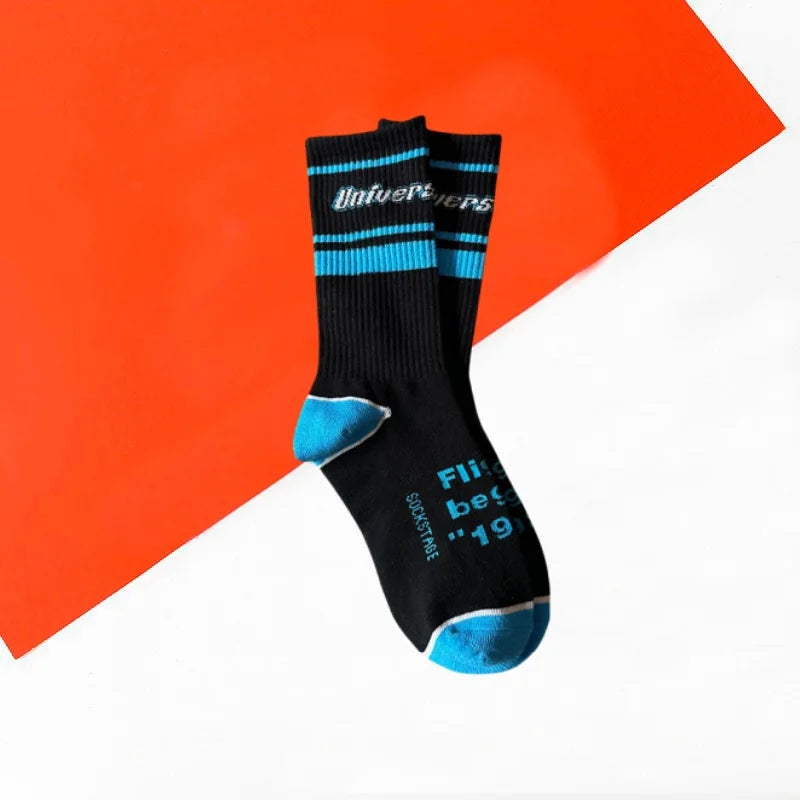 Chicago Street Crew Socks – Bold Letter Pattern, Cotton Blend