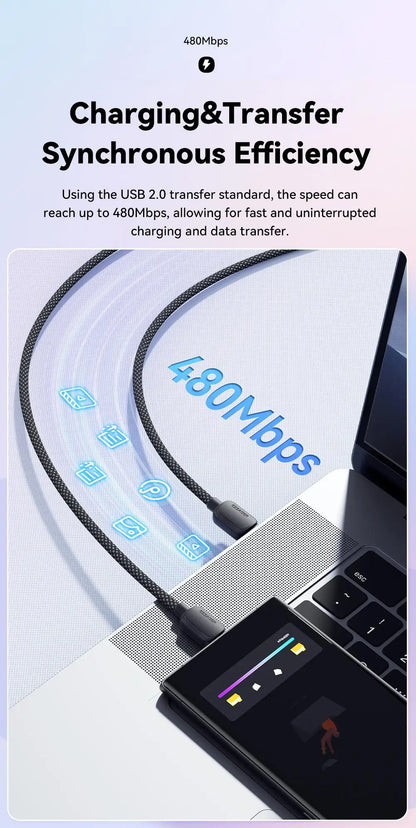 USB-C to USB-C Cable 100W - 5A Fast Charging, Braided