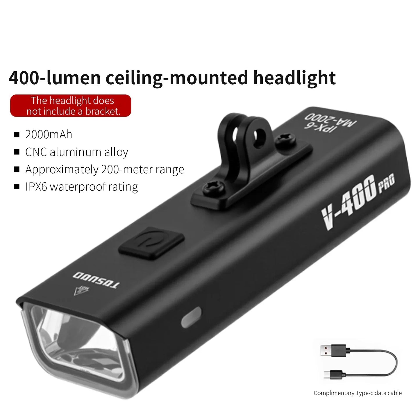 Rechargeable Bike Light - Up to 1500 Lumens, IPX6, 4800mAh, USB, 6 Models