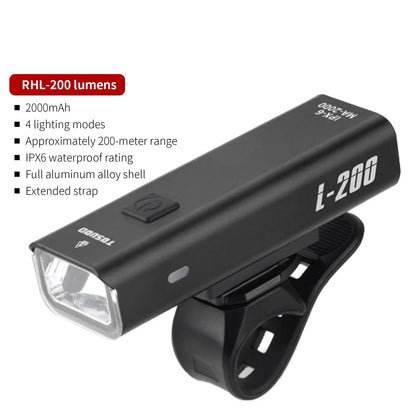 Rechargeable Bike Light - Up to 1500 Lumens, IPX6, 4800mAh, USB, 6 Models