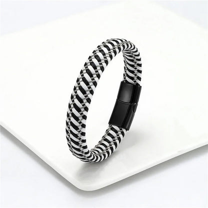 Stainless Steel Braided Leather Bracelet Elegant Style deideas