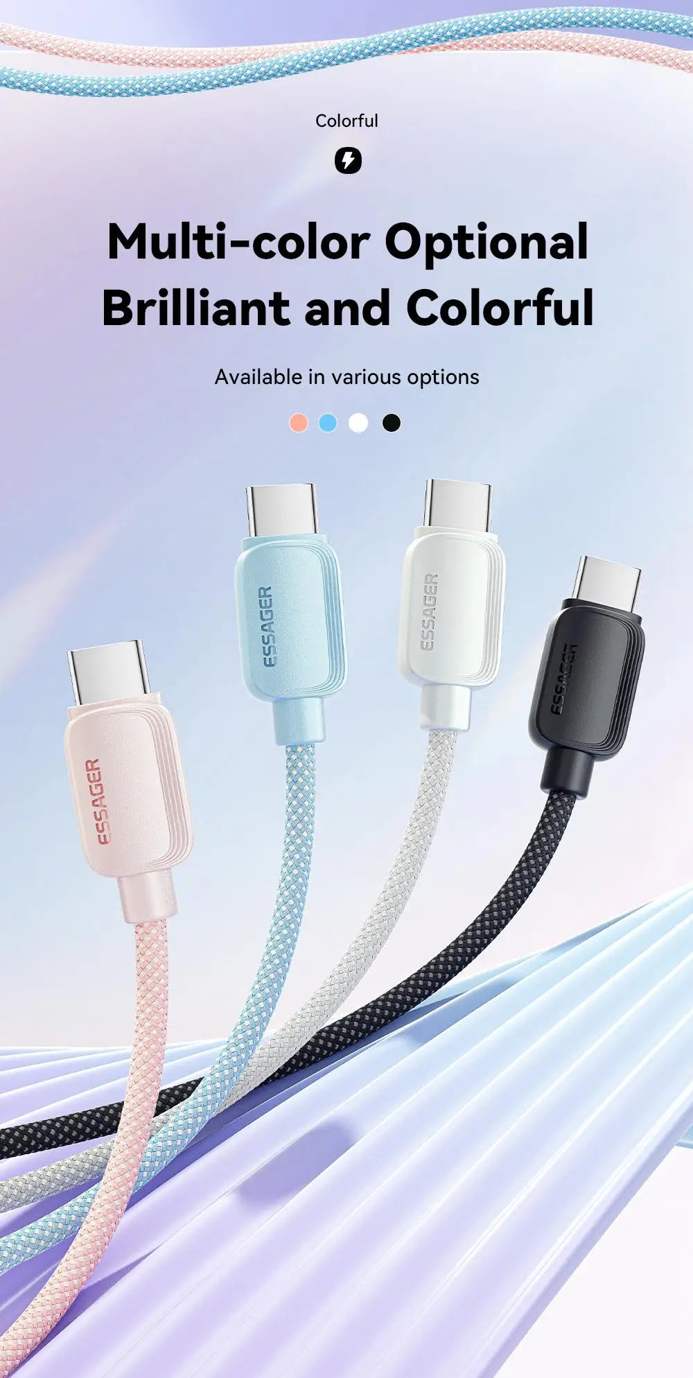 USB-C to USB-C Cable 100W - 5A Fast Charging, Braided