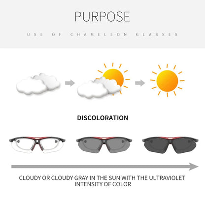 Photochromic Cycling Sunglasses - UV400, 152mm Wide, CE Certified, With/Without Case