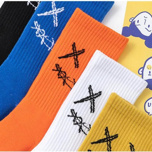 Calcetines de tripulación bordados, paquete de 3, algodón, UE 36-44