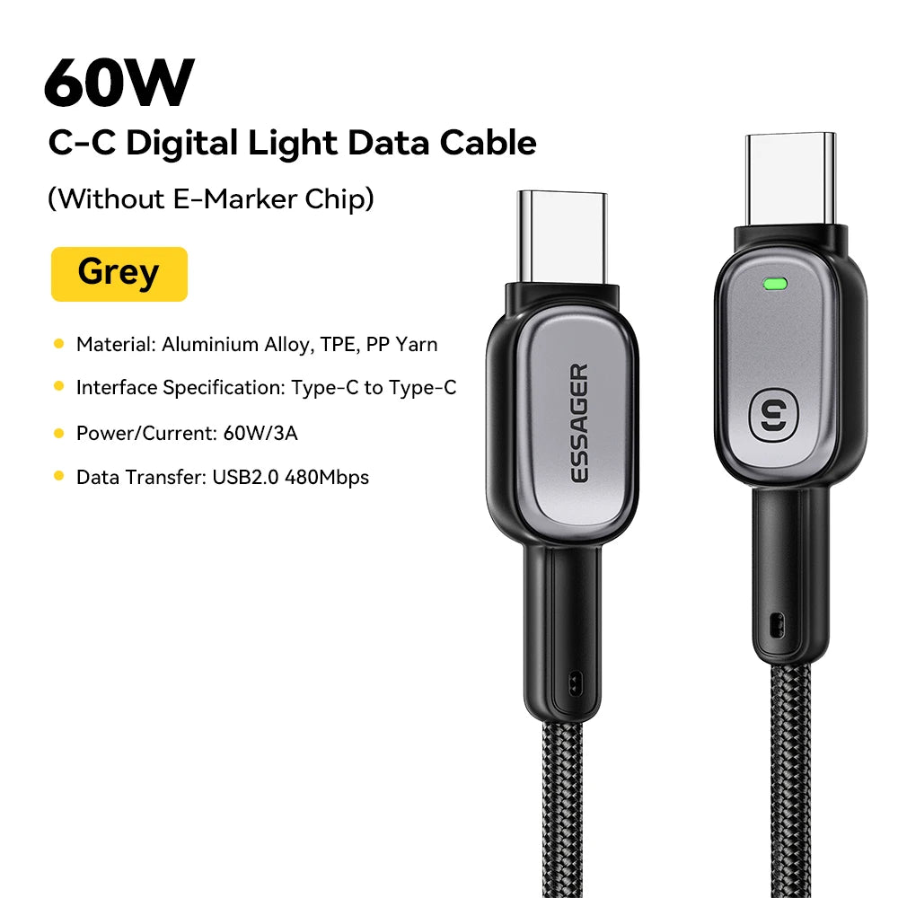 USB-C to USB-C Cable with LED Display 100W - Smart Fast Charging Cable | Universal Devices